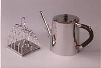 Old Hall tableware - the first stainless steel toast rack 1928, and the first stainless steel teapot 1930.